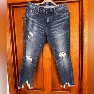 GAP Dark Blue Distressed Ankle Jeans